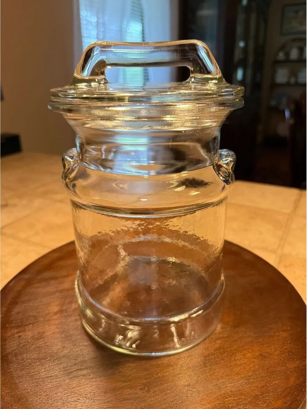 Vintage Clear Glass Milk Can Canister Storage Apothecary Cookie Candy Jar Jug